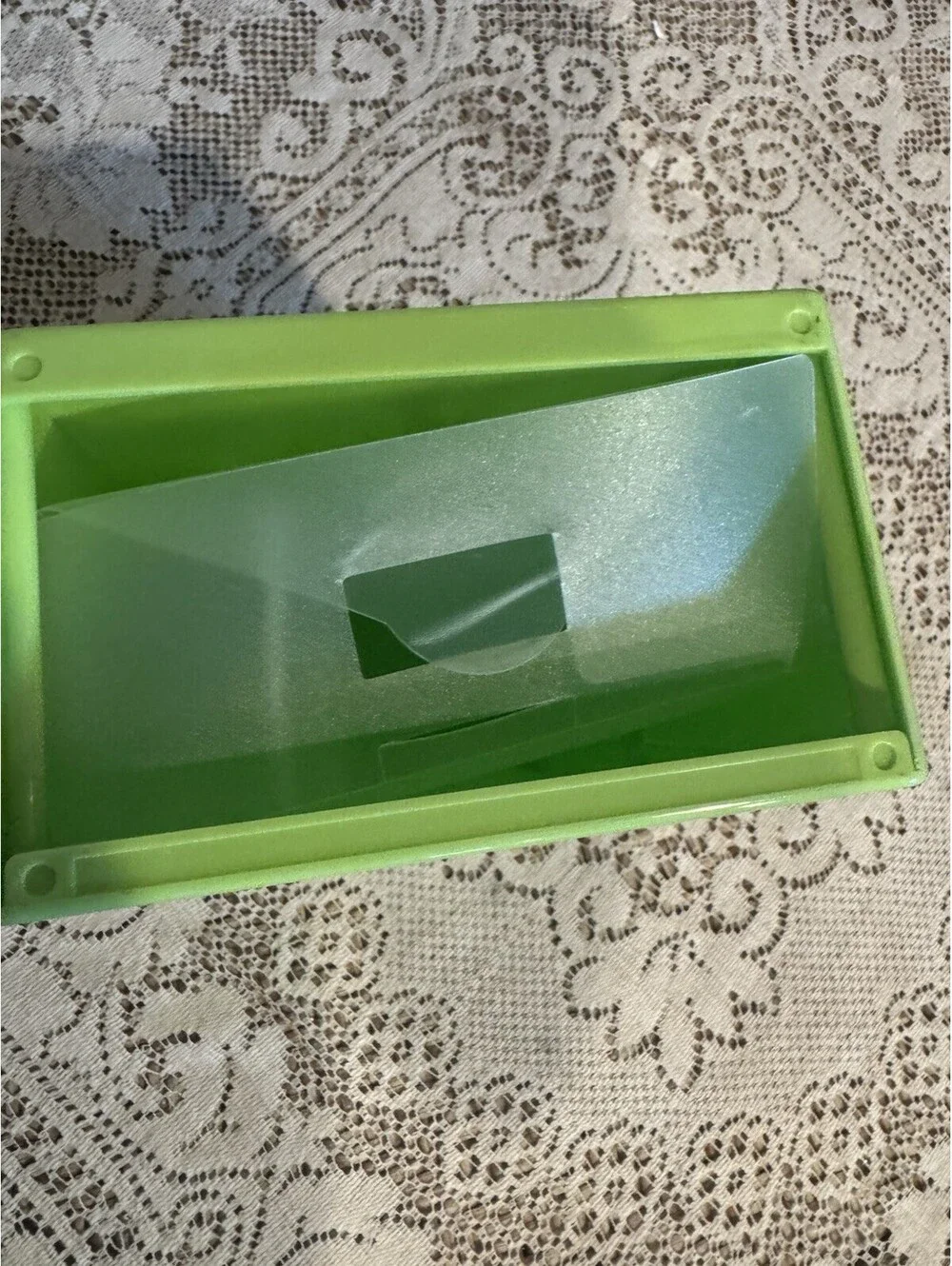 Vtg Plastic Kleenex Tissue Box Holder Lime Green Lady Dancer Bathroom Wall Mount